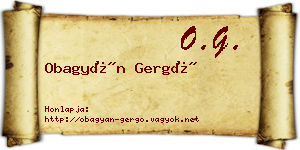 Obagyán Gergő névjegykártya